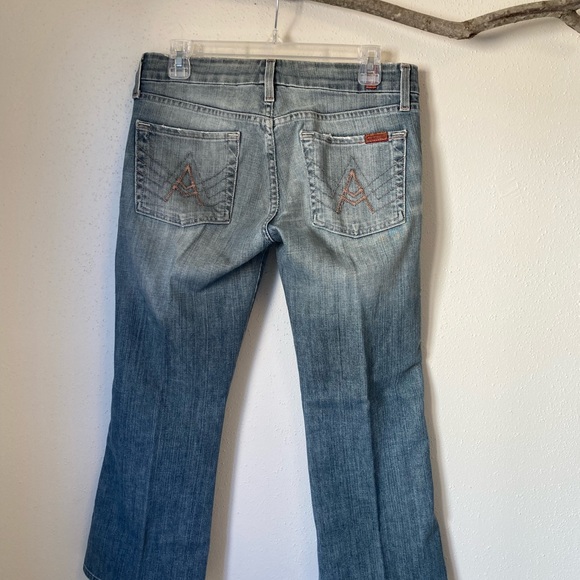 7 for all mankind “crop A pocket” faded wash cropped bootcut jeans sz 28 - Picture 4 of 7